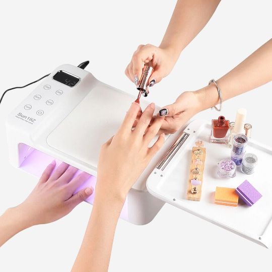 72W Sun T8-B Nail Tools Double Hands Fast Drying Machine Rechargeable Portable Gel Flash Cure Sun Uv Led Nail Lamp
